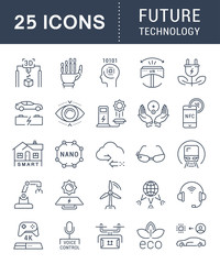 Set Vector Flat Line Icons Future Technology
