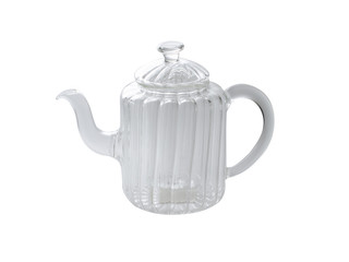 Empty glass teapot isolated on white background