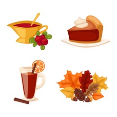 Thanksgiving icons vector set