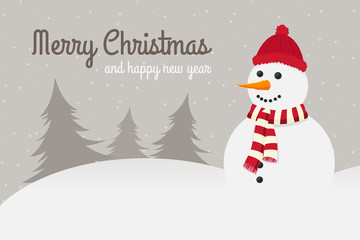 Christmas Greeting Card with Snowman.