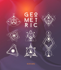 Geometric hipster symbols set. Linear modern design elements. Se