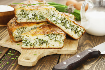 Pie with spring onion