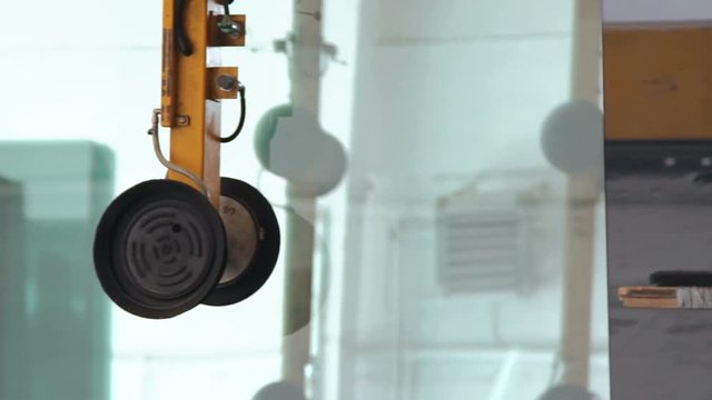 PVC windows and doors glass on plastic factory