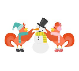 Cute cartoon rooster vector illustration