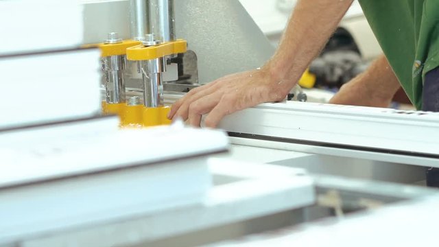 Working of machinery on the window factory