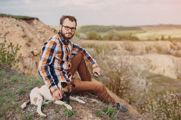 The guy with the dog