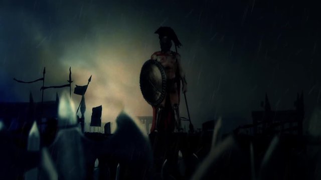 Spartan Soldier After a Heroic Battle with His Warriors