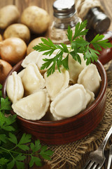 Vareniki with potato and onions