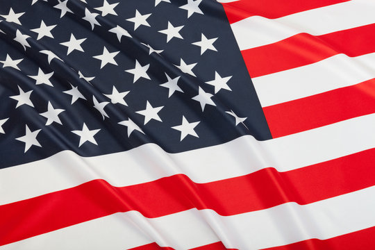 Close up studio shot of ruffled flags - United States of America
