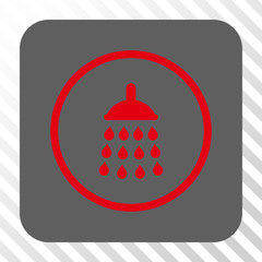 Obraz premium Shower square button. Vector pictogram style is a flat symbol centered in a rounded square button, red and gray colors, hatched diagonally transparent background.