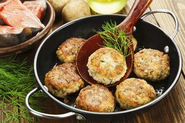 Burgers with fish and potato