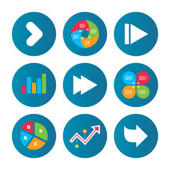Arrow icons. Next navigation signs symbols.