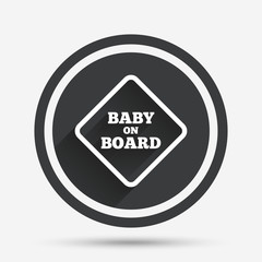 Baby on board sign icon. Infant caution symbol.