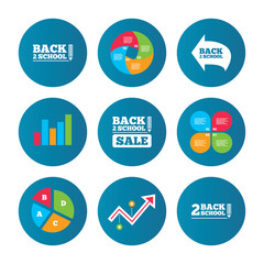 Back to school icons. Studies after the holidays.