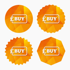 Buy sign icon. Online buying Pound button.