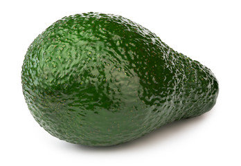 Lying green avocado isolated on white background, with clipping path