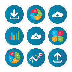 Download now signs. Upload from cloud icon.