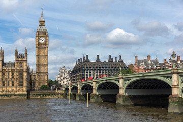 Fototapeta na wymiar Amazing view of Westminster Bridge and Big Ben, London, England, United Kingdom