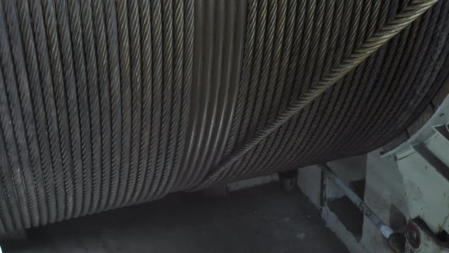 Steel wire rope wound on winch drum