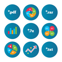 Document signs. File extensions symbols.