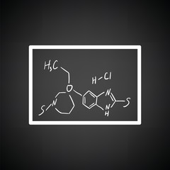 Icon of chemistry formula on classroom blackboard
