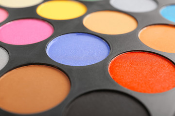 Colorful eye shadow palette, closeup