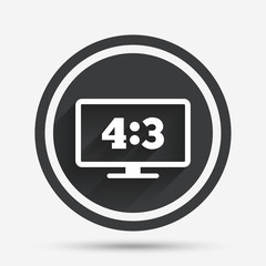 Aspect ratio 4:3 widescreen tv. Monitor symbol.