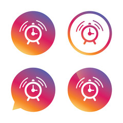 Alarm clock sign icon. Wake up alarm symbol.