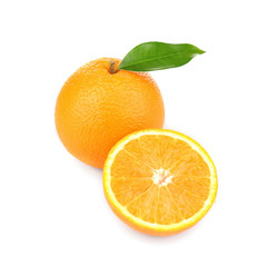 Fototapeta na wymiar Orange fruit with slice, isolated on white