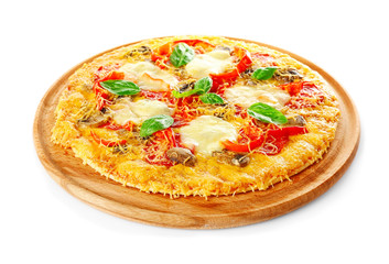 Tasty pizza on white background