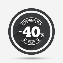 40 percent discount sign icon. Sale symbol.