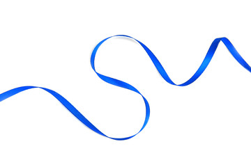 Blue ribbon on white background