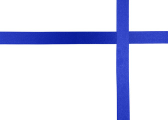 Blue ribbon on white background