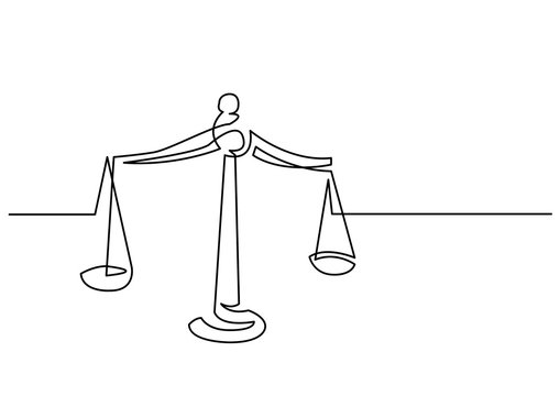 Continuous Line Drawing Of Weight Of Justice