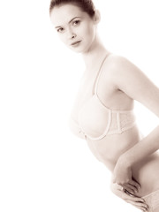 Naklejka premium Woman body wearing lace lingerie.