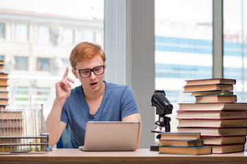 Young student preparing for school exams