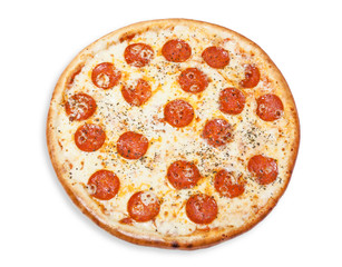 traditional Italian food: pizza Pepperoni, isolated on white background