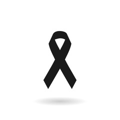 Black ribbon mourning sign. vector