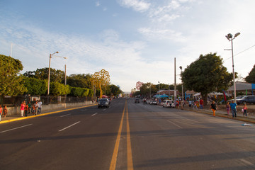 Managua, Nicaragua – March 07, 2016: street and people around the revolution place
