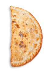 traditional Italian food: closed pizza, isolated on white background