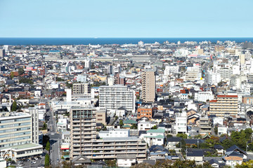 米子市　市街地　鳥瞰