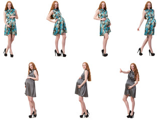 Fototapeta premium Pregnant woman in composite image isolated on white