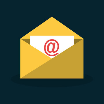 envelope email with arroba symbol vector illustration design