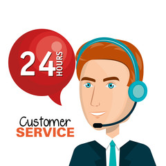 customer service agent working online vector illustration design