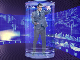 Man in stock exchange trading concept