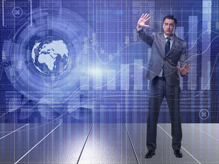 Man in stock exchange trading concept