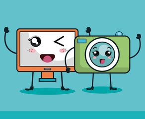 Naklejka premium technology device character kawaii style vector illustration design