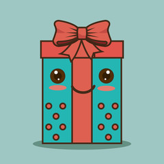 christmas gift character kawaii style vector illustration design