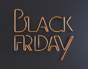 black friday metal neon text 3d illustration with copy space