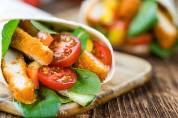 Fresh made Chicken Wraps (selective focus)